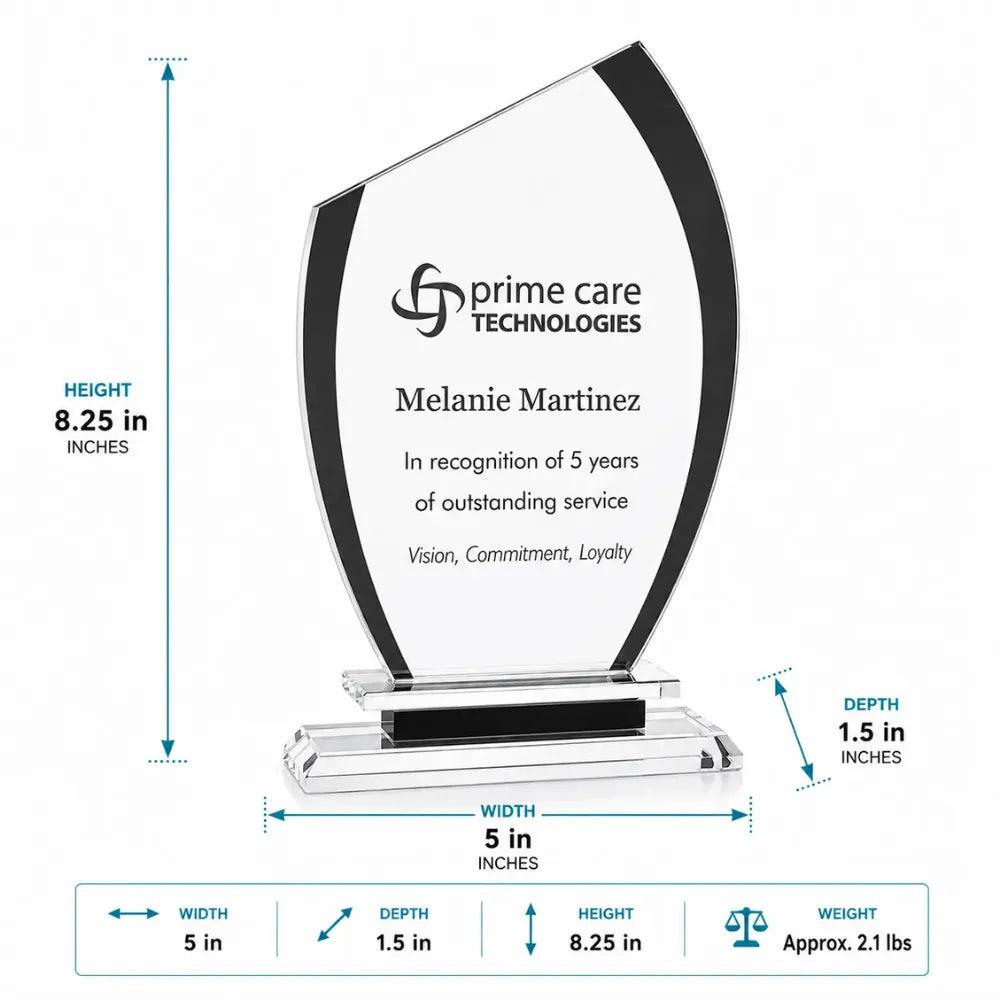 Black Semi Oval Crystal Award