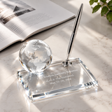 Executive Crystal Globe & Pen Set - Corporate Award