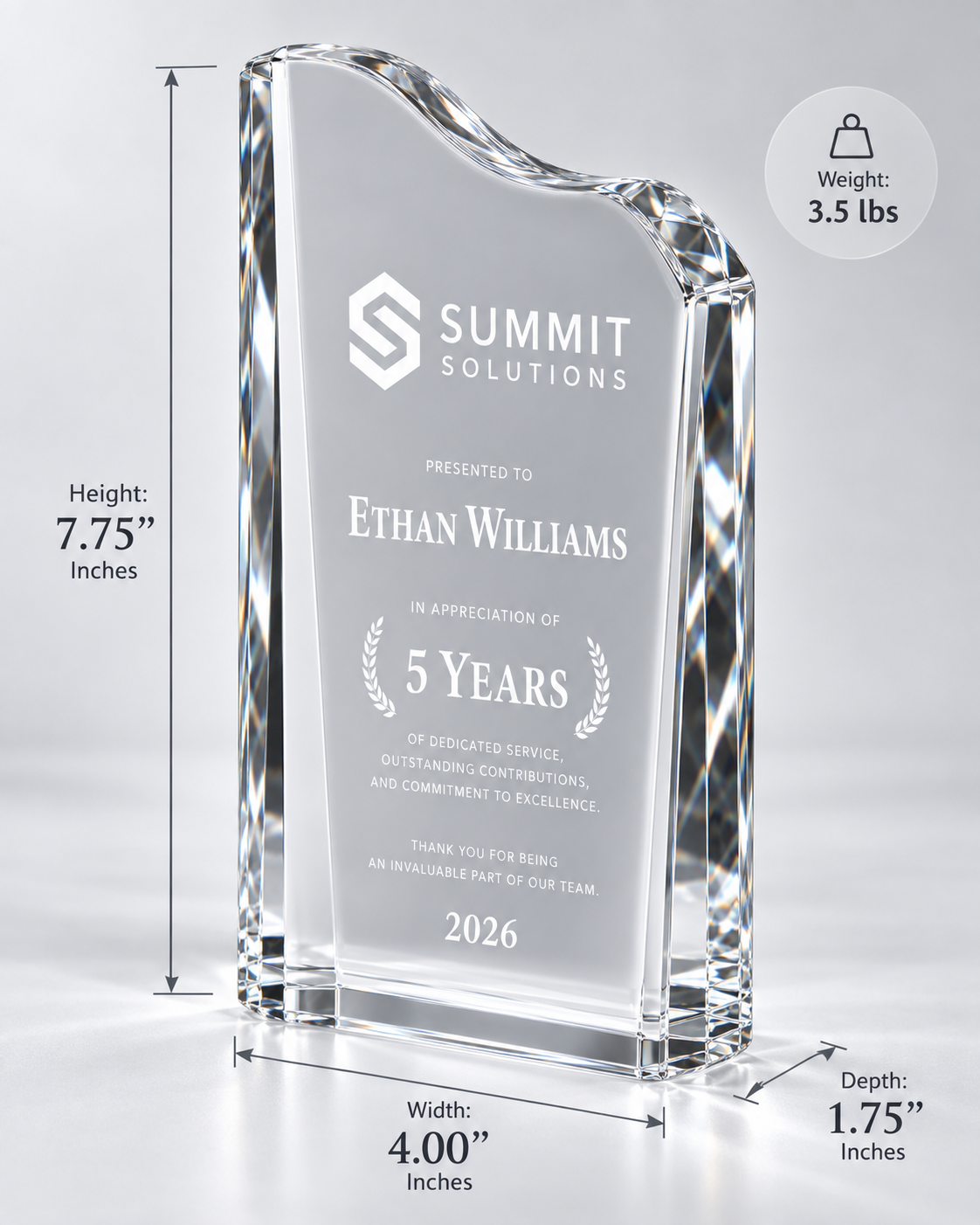 Prestige Crest Optical Crystal Award - Leadership
