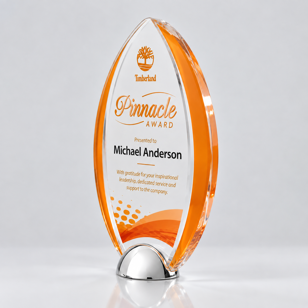 Orange Full-Color Crystal Award - Employee
