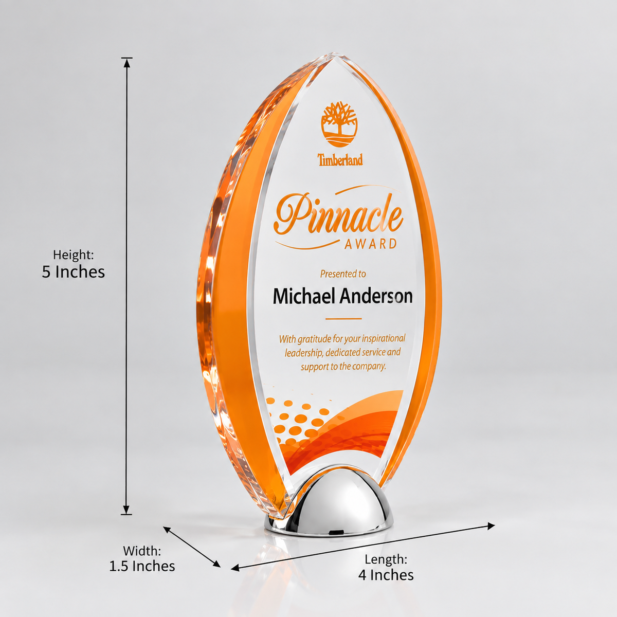 Orange Full-Color Crystal Award - Employee