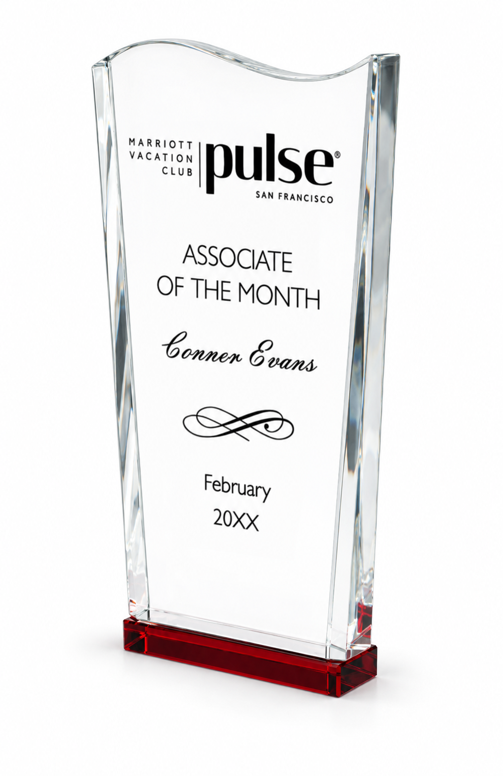 Red Wedge Wave Crystal Award