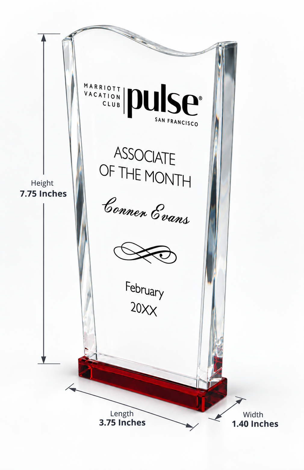 Red Wedge Wave Crystal Award