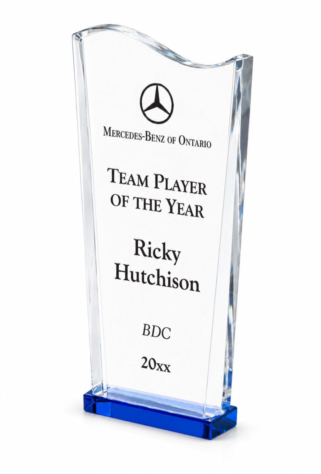 Blue Wedge Wave Crystal Award