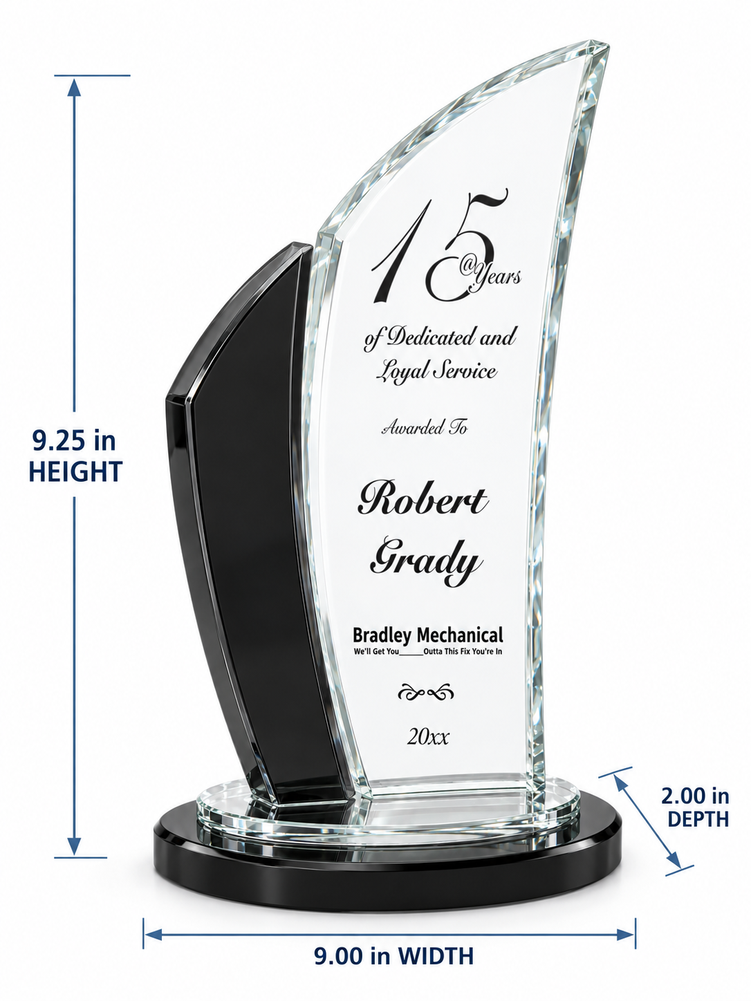 Black Edge Wave Crystal Award - Corporate