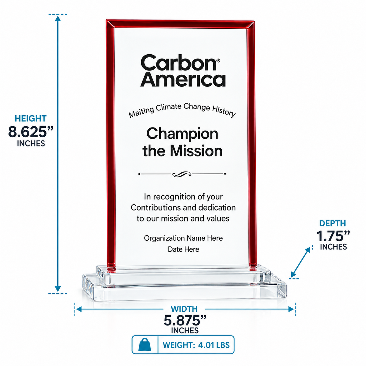 Red Trim Rectangle Crystal Award