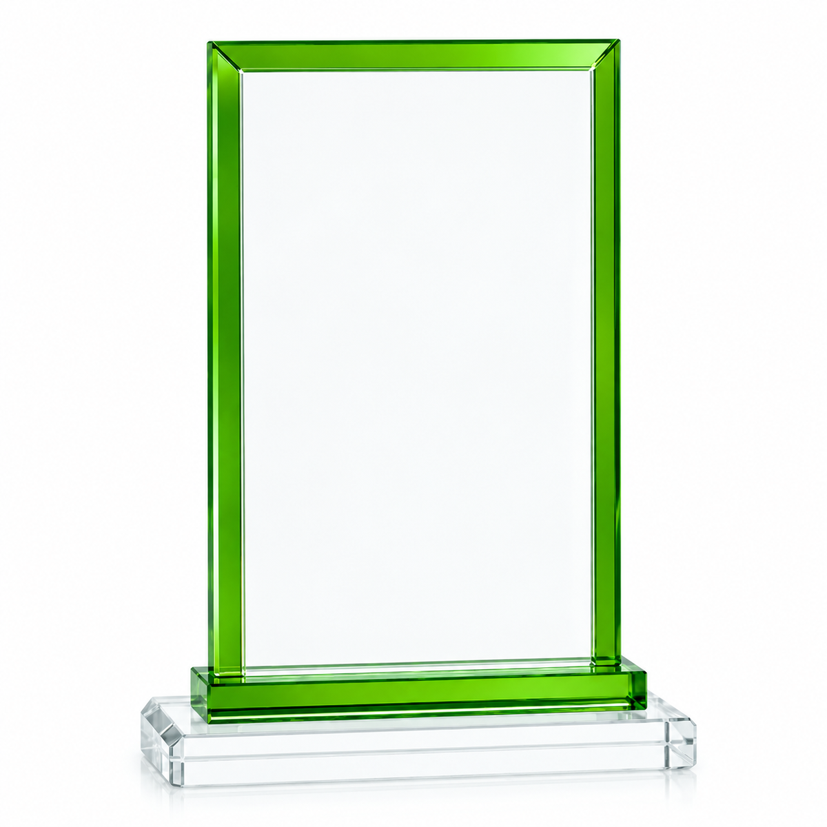 Green Trim Rectangle Crystal Award