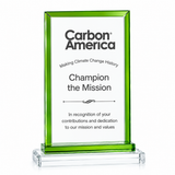 Green Trim Rectangle Crystal Award