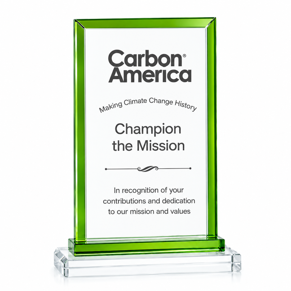 Green Trim Rectangle Crystal Award