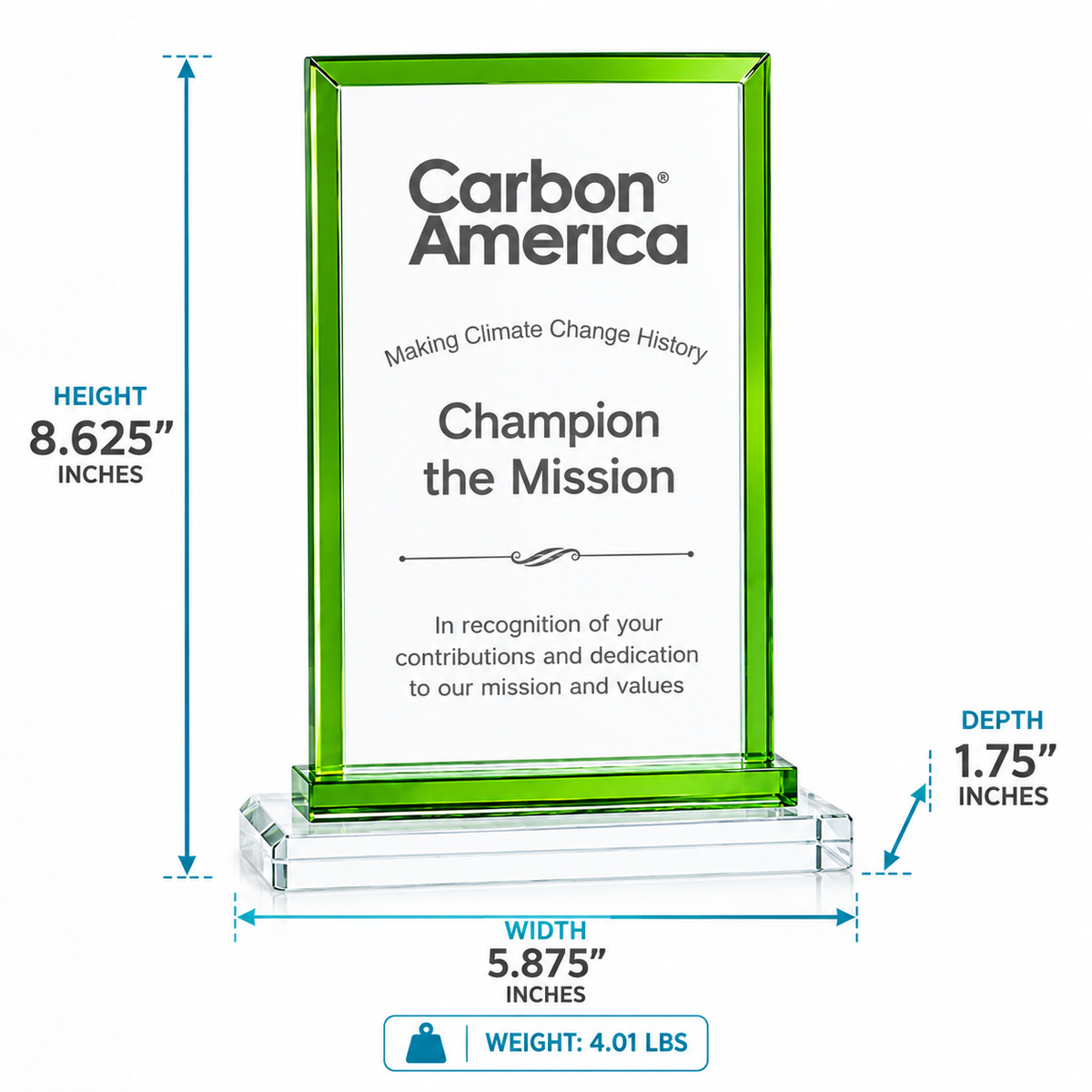 Green Trim Rectangle Crystal Award
