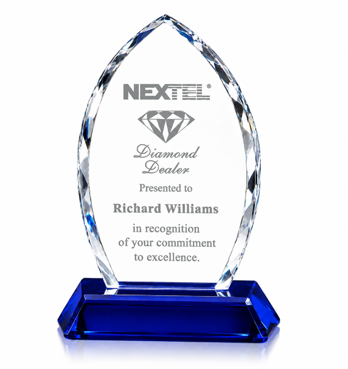 Cool Blue Elliptic Crystal Award