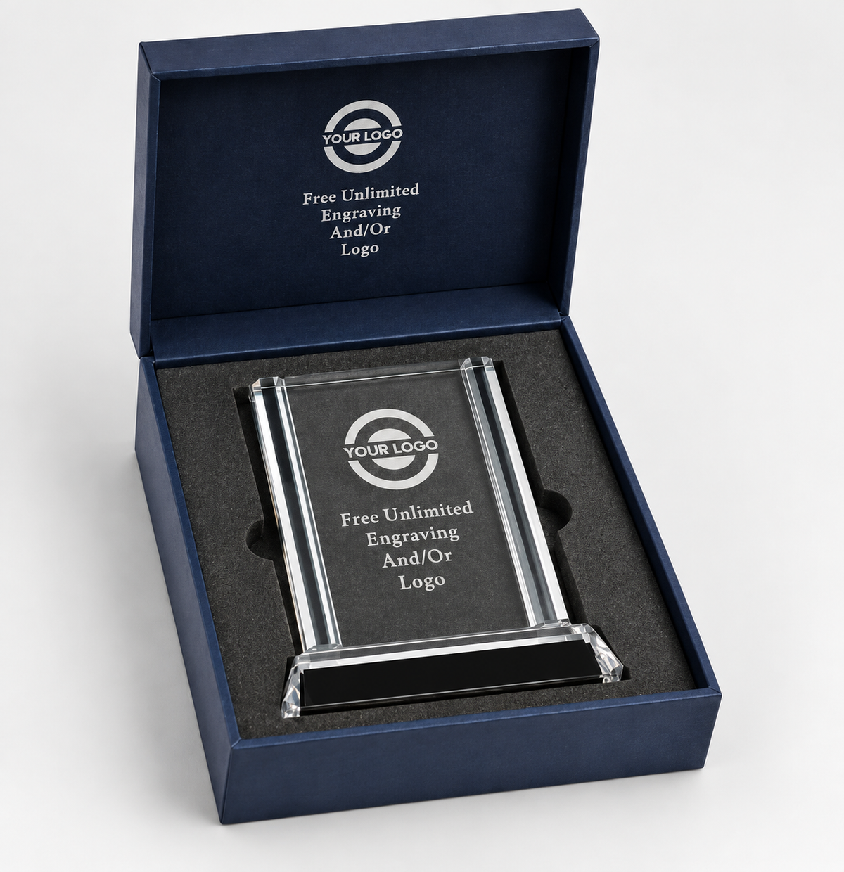 Cool Blue Rectangle Crystal Award