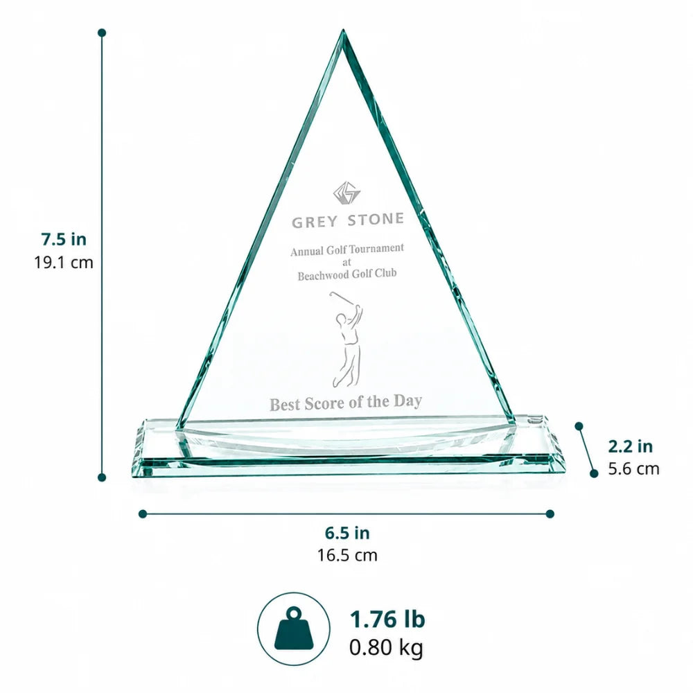 Curved Oxford Jade Pyramid Glass Award