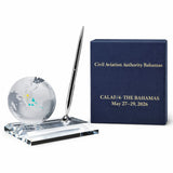 Executive Crystal Globe & Pen Set - Corporate Award