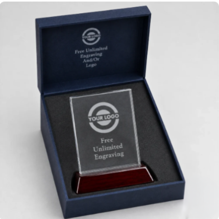Rosewood Rectangle Crystal Award