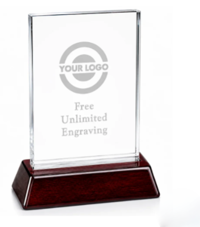Rosewood Rectangle Crystal Award