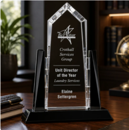 Sunridge Peak Crystal Award with Black Glass Accents