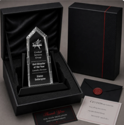 Sunridge Peak Crystal Award with Black Glass Accents