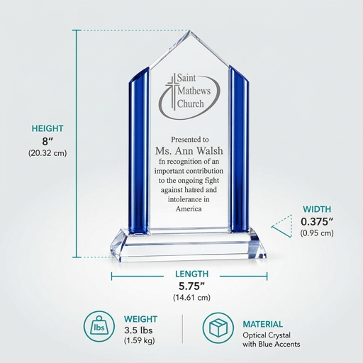 Cool Blue Zenith Crystal Award