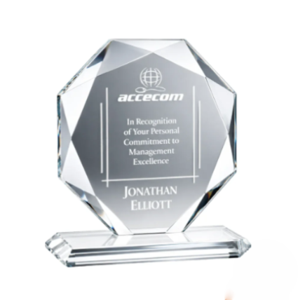 Kitchener Jade Octagon plaque crystal Award