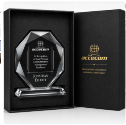 Kitchener Jade Octagon plaque crystal Award