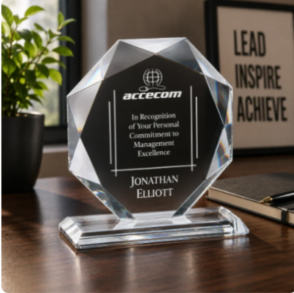 Kitchener Jade Octagon plaque crystal Award