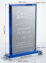 Blue Trim Rectangle Crystal Award