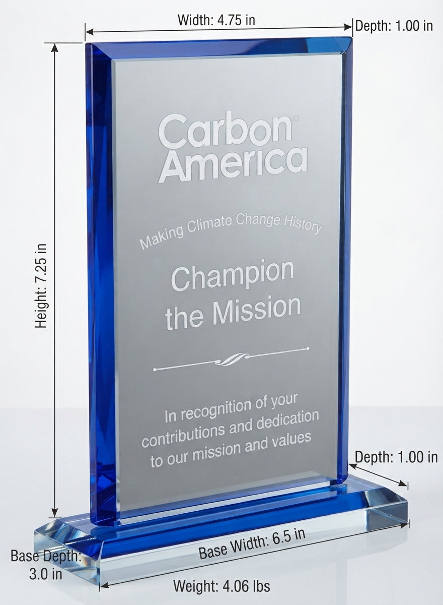 Blue Trim Rectangle Crystal Award