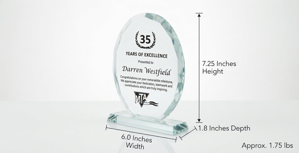 Faceted Edge Oval Crystal Award