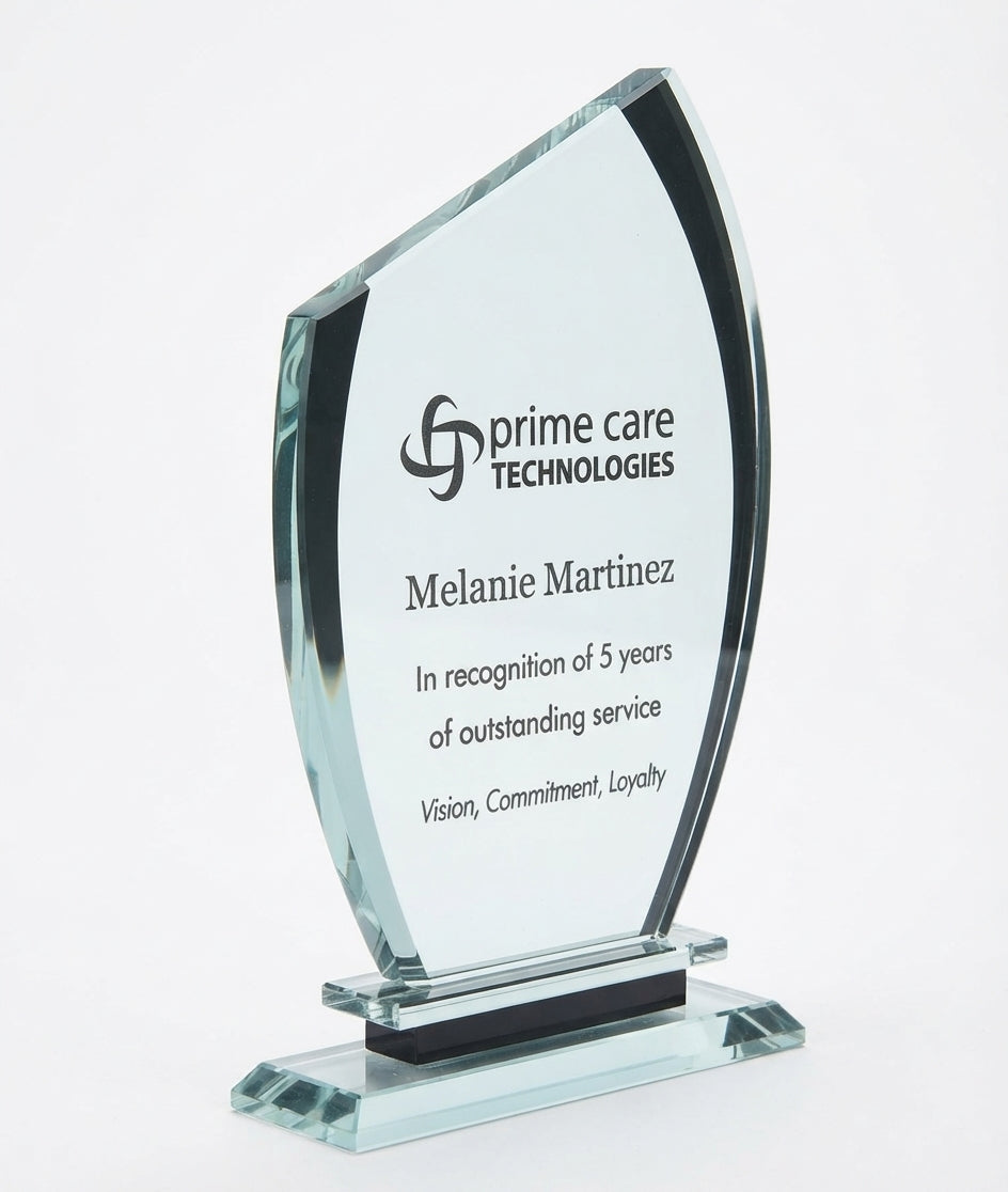 Black Semi Oval Crystal Award