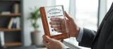 Premium Rectangle Crystal Award with Wood Edge