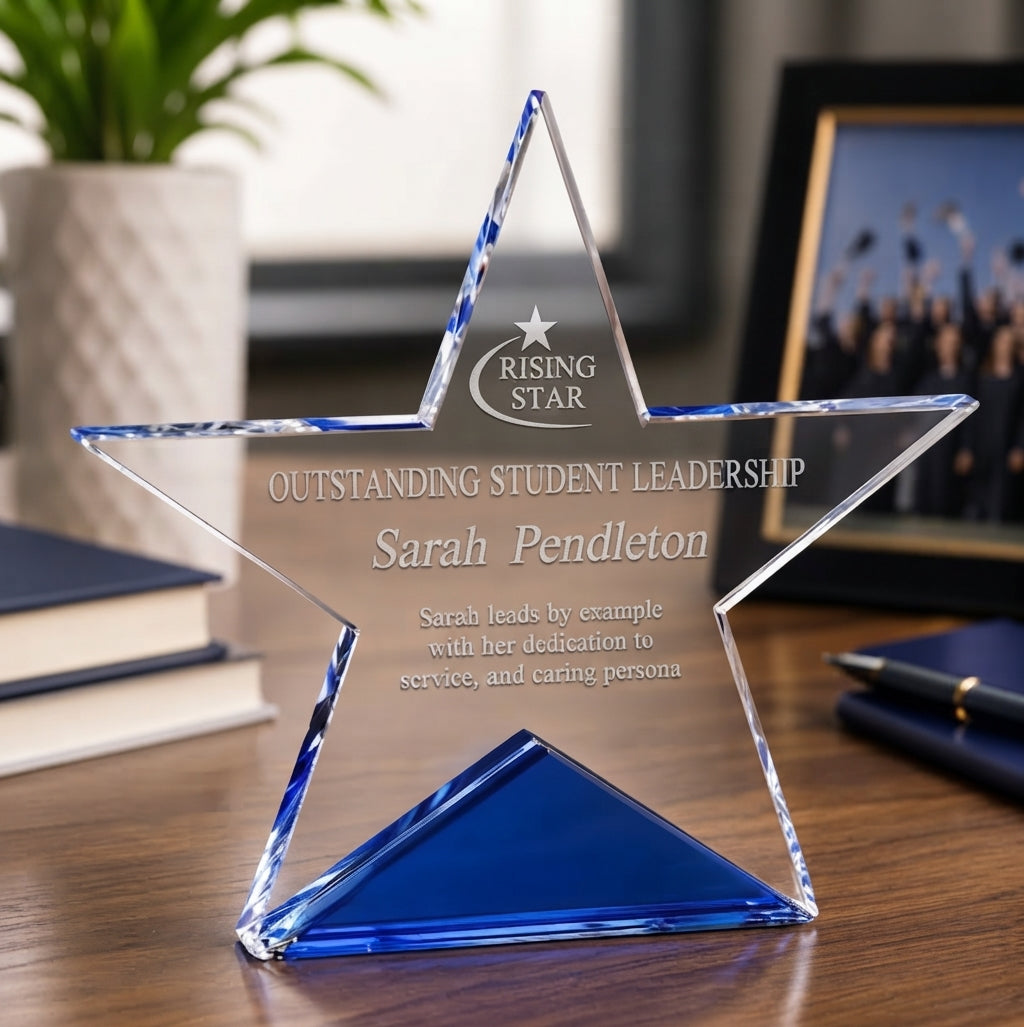 Star Crystal Award with Blue Base