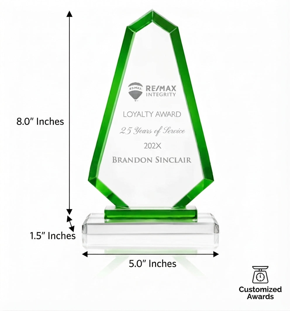 Green Faceted Crystal Award
