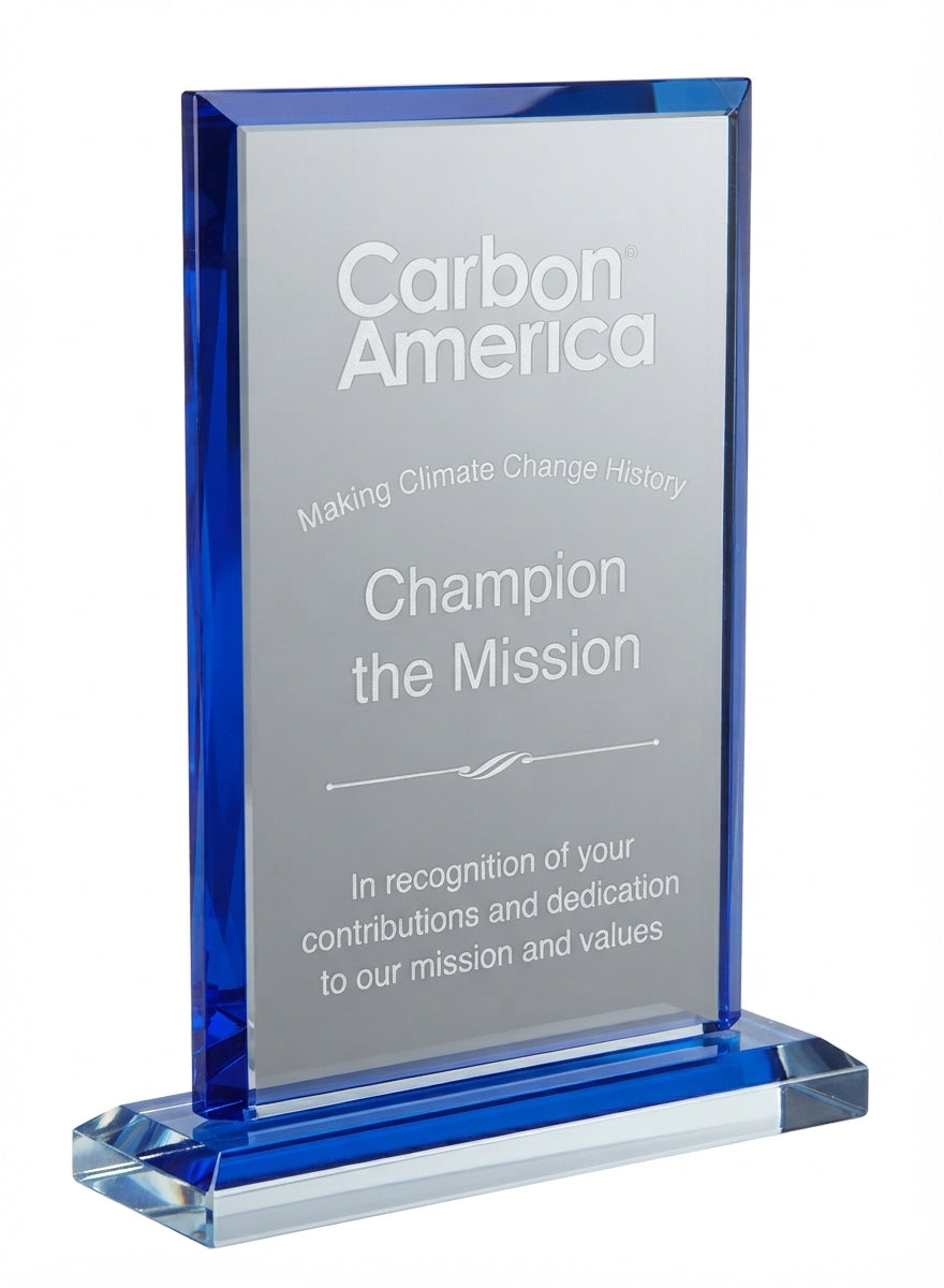 Blue Trim Rectangle Crystal Award