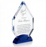 Arrowhead Crystal Award with Blue Base - Corporate