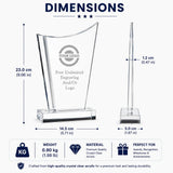 Cool Blue Accent Crystal Award