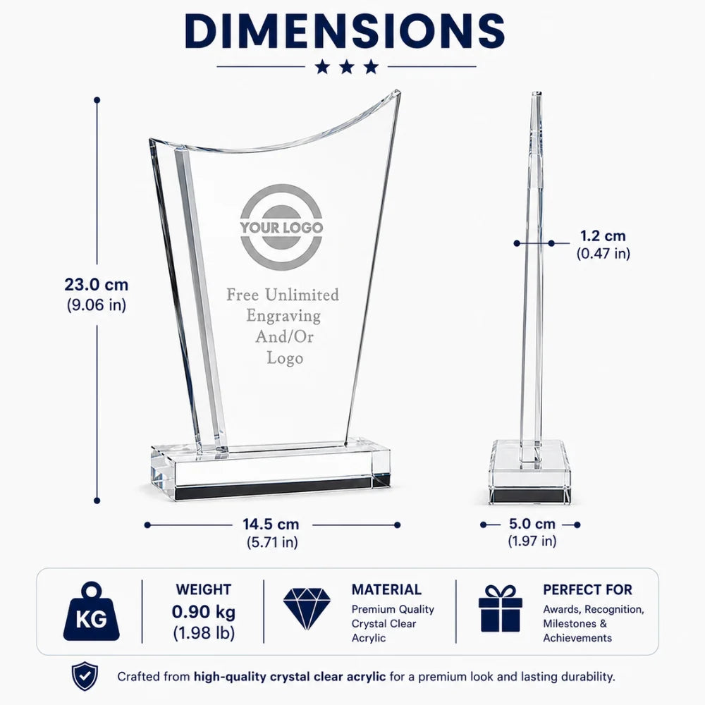 Cool Blue Accent Crystal Award