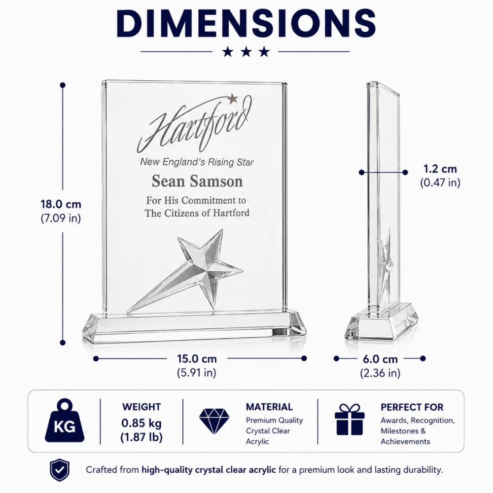 Rectangle Crystal Star Award