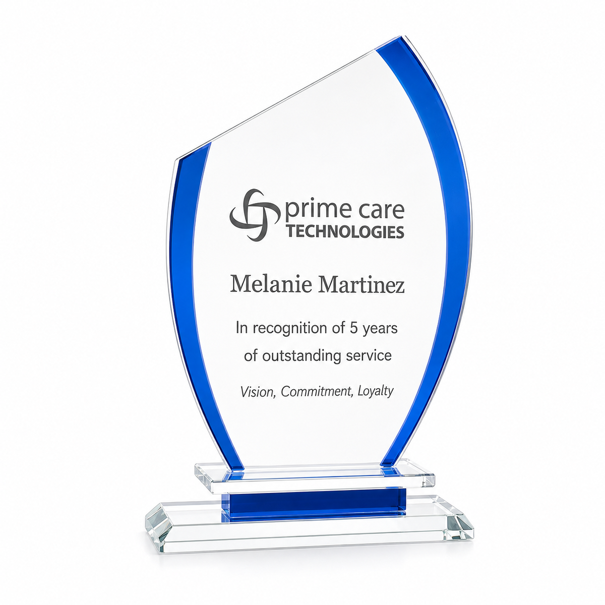 Blue Semi Oval Crystal Award