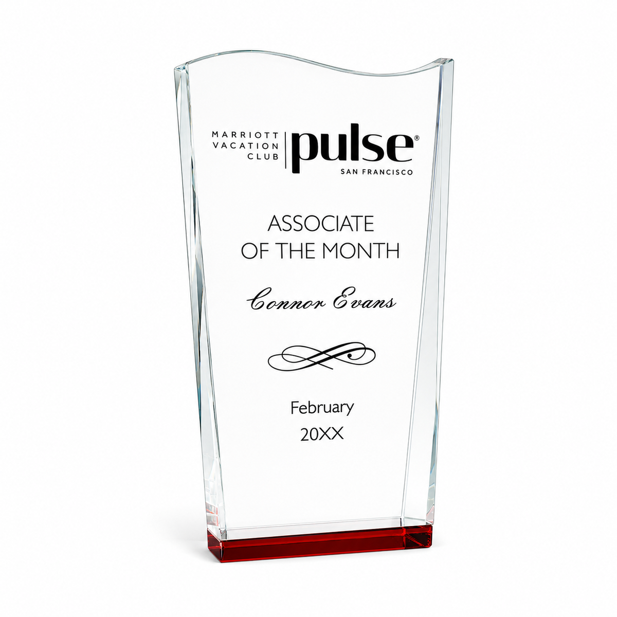 Red Wedge Wave Crystal Award