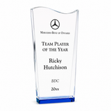 Blue Wedge Wave Crystal Award