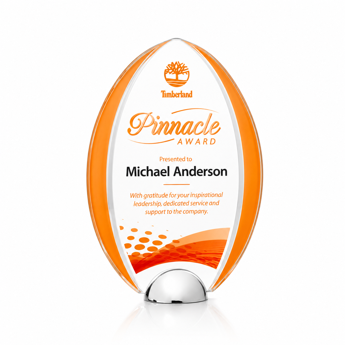 Orange Full-Color Crystal Award - Employee